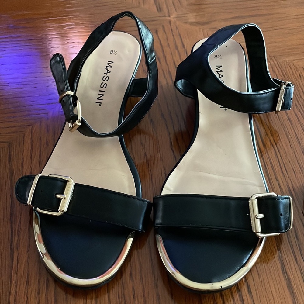 Massini Leather Wedge Sandals 8.5